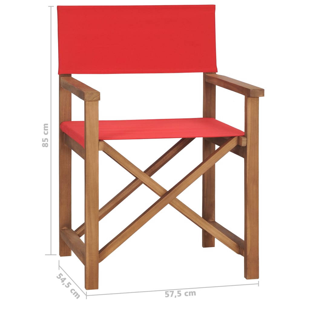 Director's Chair Solid Teak Wood Red- Outdoor Chairs - HomeShopIreland - Home Shop Ireland - Outdoor Chairs - Director's Chair Solid Teak Wood Red