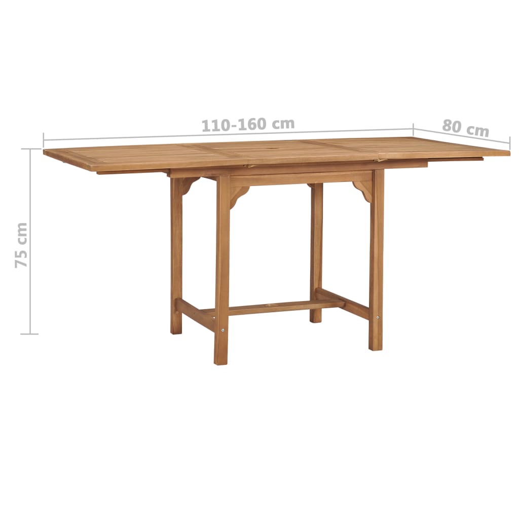 Extending Garden Table (110-160)x80x75cm Solid Teak Wood- Outdoor Tables - HomeShopIreland - Home Shop Ireland - Outdoor Tables - Extending Garden Table (110-160)x80x75cm Solid Teak Wood