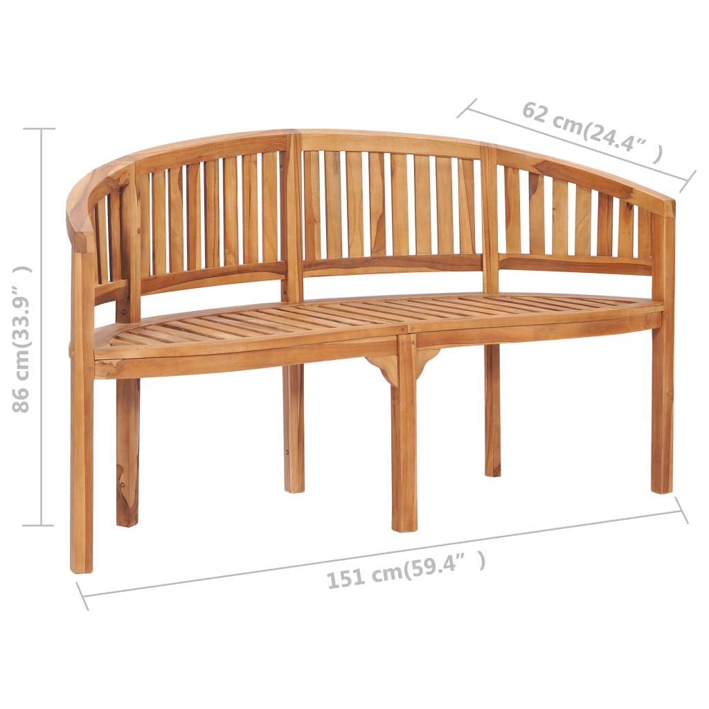 Banana Bench 151 cm Solid Teak Wood- Outdoor Benches - HomeShopIreland - Home Shop Ireland - Outdoor Benches - Banana Bench 151 cm Solid Teak Wood