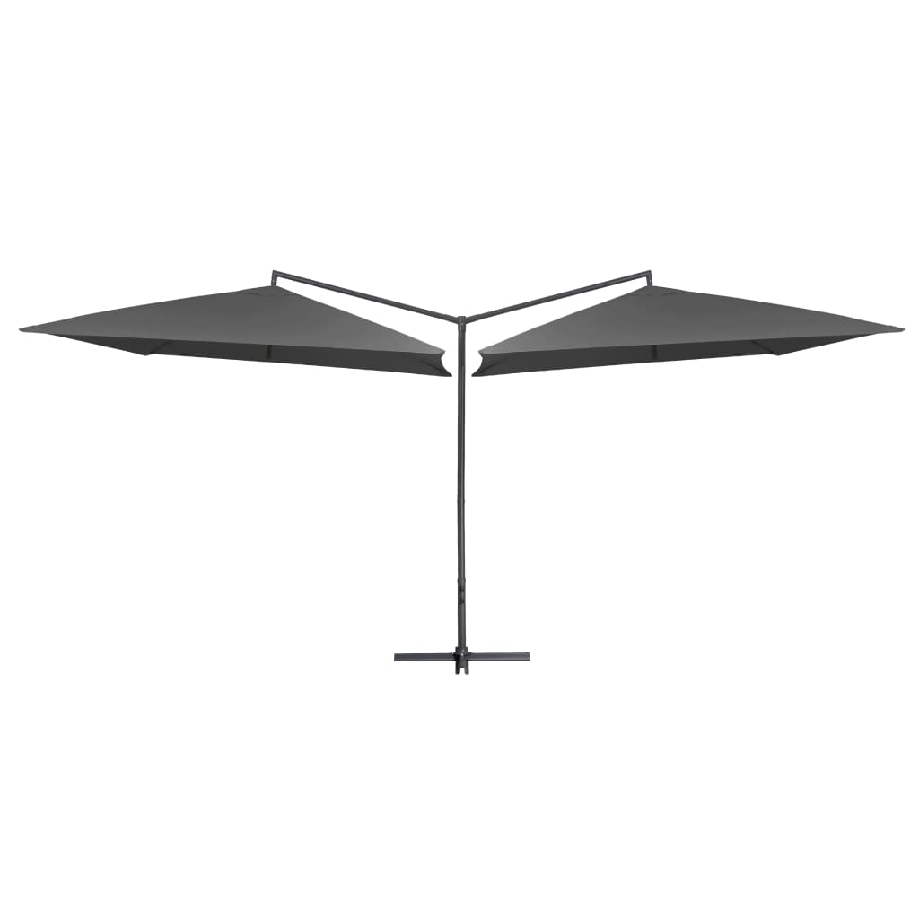 Double Parasol with Steel Pole 250x250 cm Anthracite- Outdoor Umbrellas & Sunshades - HomeShopIreland - Home Shop Ireland - Outdoor Umbrellas & Sunshades - Double Parasol with Steel Pole 250x250 cm Anthracite