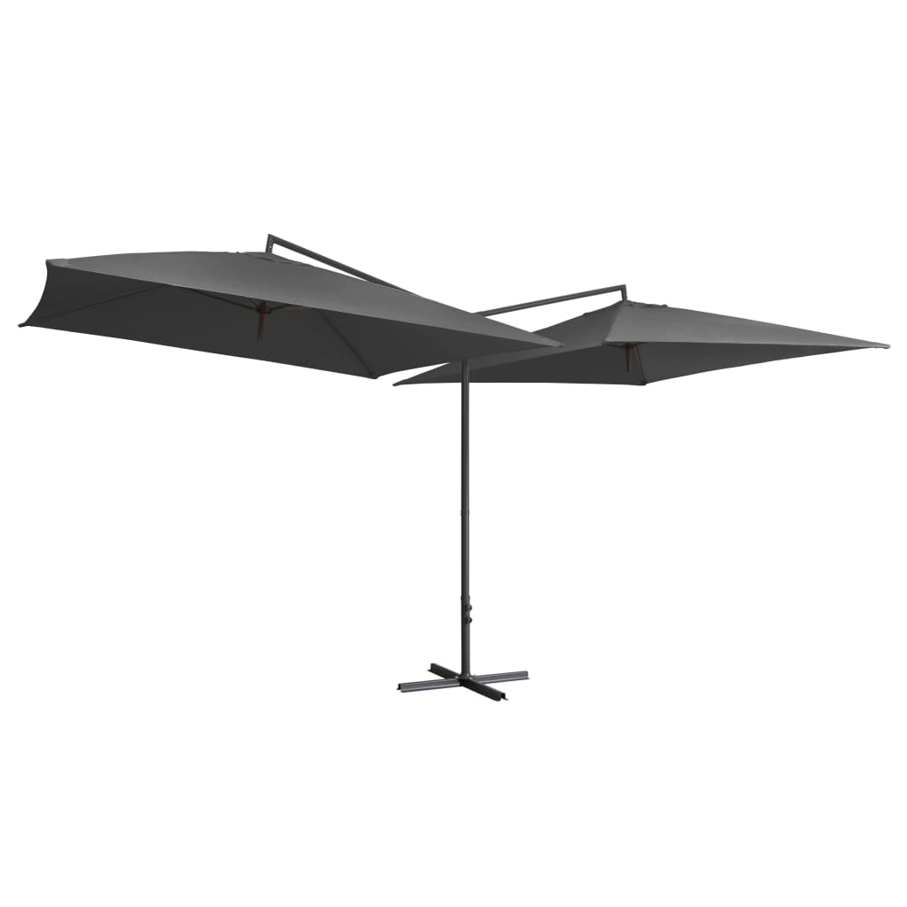 Double Parasol with Steel Pole 250x250 cm Anthracite- Outdoor Umbrellas & Sunshades - HomeShopIreland - Home Shop Ireland - Outdoor Umbrellas & Sunshades - Double Parasol with Steel Pole 250x250 cm Anthracite