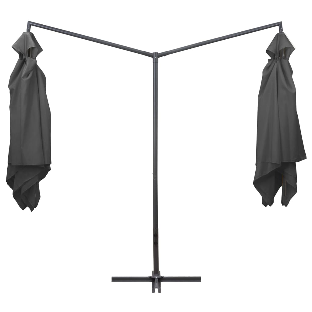 Double Parasol with Steel Pole 250x250 cm Anthracite- Outdoor Umbrellas & Sunshades - HomeShopIreland - Home Shop Ireland - Outdoor Umbrellas & Sunshades - Double Parasol with Steel Pole 250x250 cm Anthracite