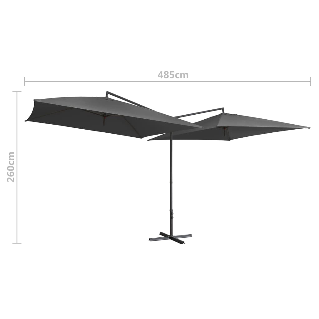 Double Parasol with Steel Pole 250x250 cm Anthracite- Outdoor Umbrellas & Sunshades - HomeShopIreland - Home Shop Ireland - Outdoor Umbrellas & Sunshades - Double Parasol with Steel Pole 250x250 cm Anthracite