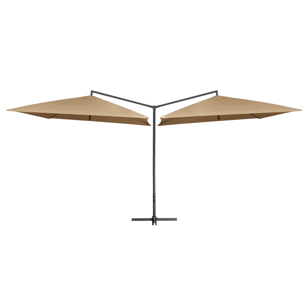 Double Parasol with Steel Pole 250x250 cm Taupe- Outdoor Umbrellas & Sunshades - HomeShopIreland - Home Shop Ireland - Outdoor Umbrellas & Sunshades - Double Parasol with Steel Pole 250x250 cm Taupe