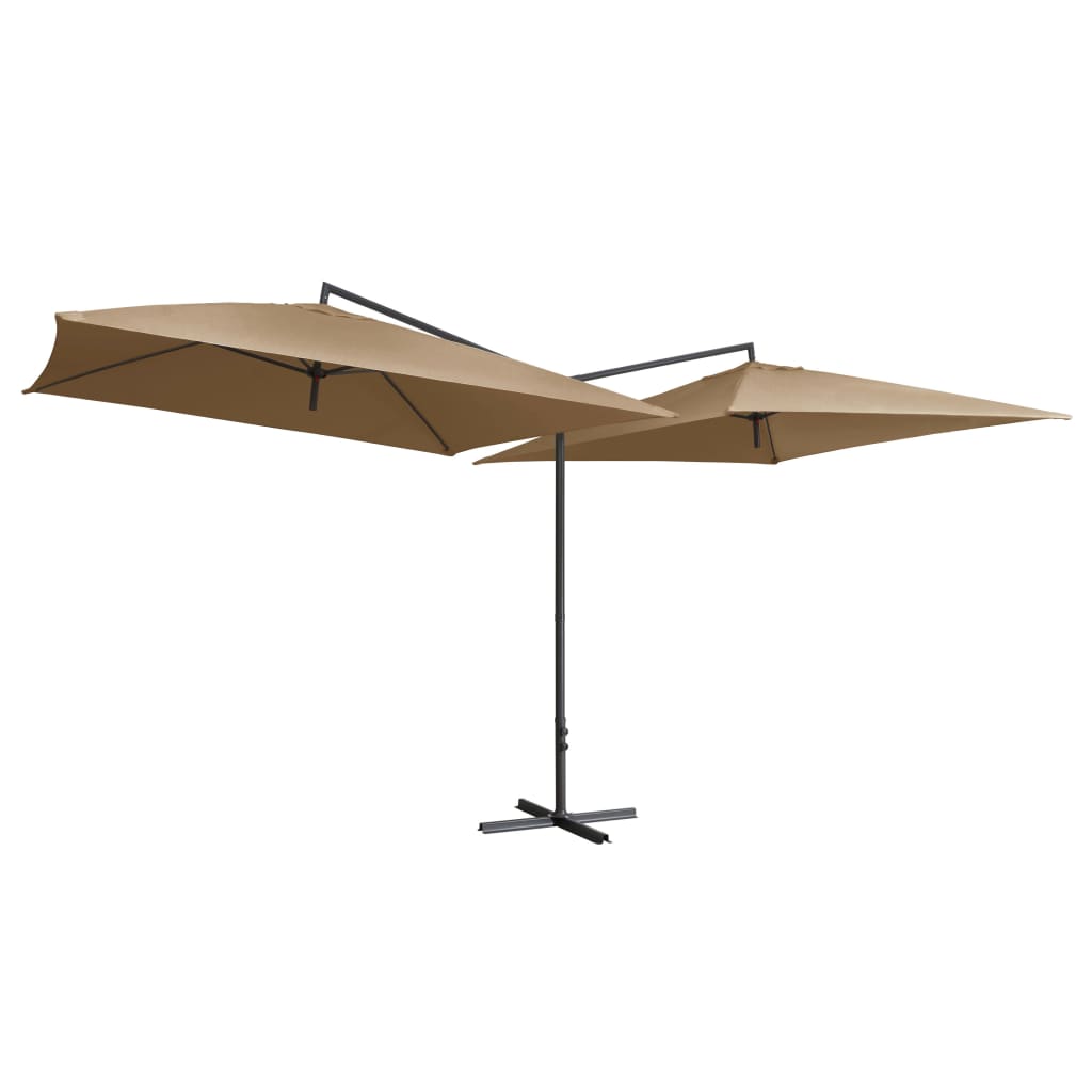 Double Parasol with Steel Pole 250x250 cm Taupe- Outdoor Umbrellas & Sunshades - HomeShopIreland - Home Shop Ireland - Outdoor Umbrellas & Sunshades - Double Parasol with Steel Pole 250x250 cm Taupe