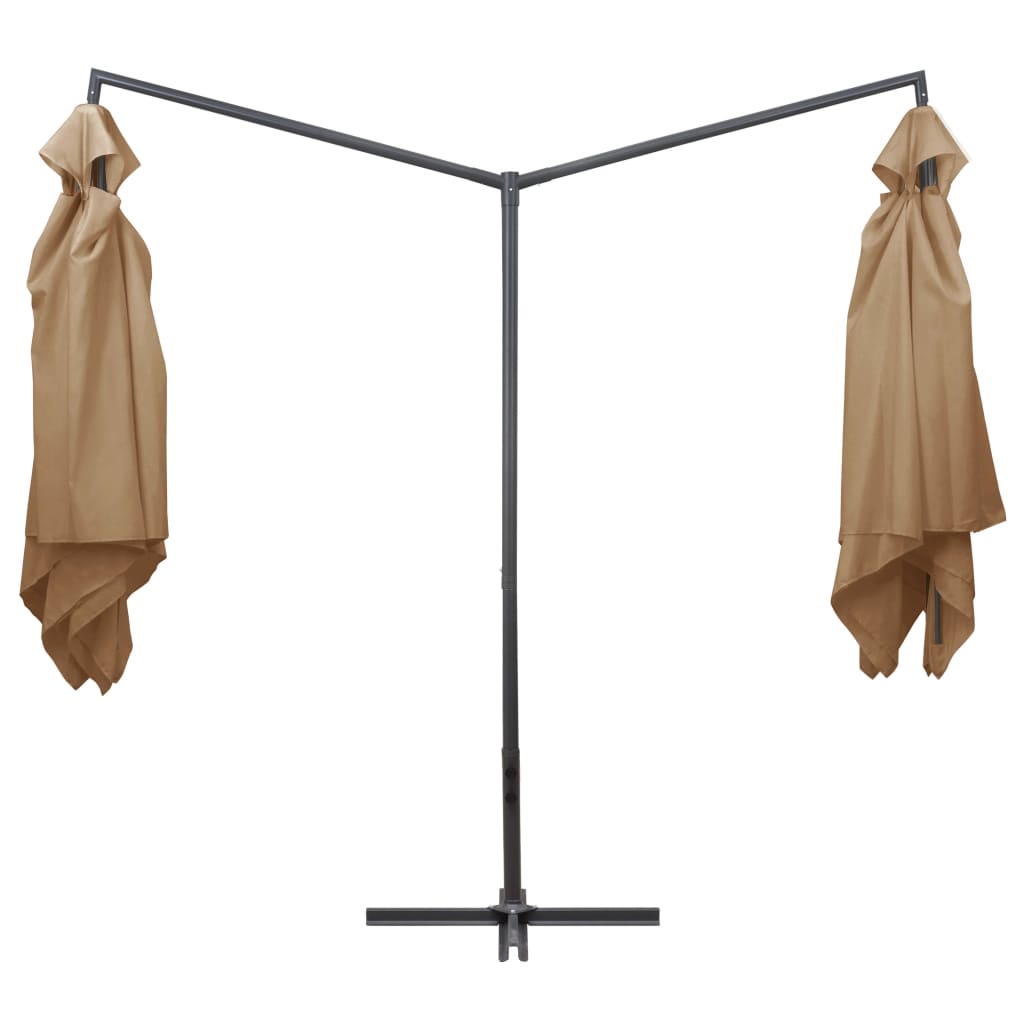 Double Parasol with Steel Pole 250x250 cm Taupe- Outdoor Umbrellas & Sunshades - HomeShopIreland - Home Shop Ireland - Outdoor Umbrellas & Sunshades - Double Parasol with Steel Pole 250x250 cm Taupe