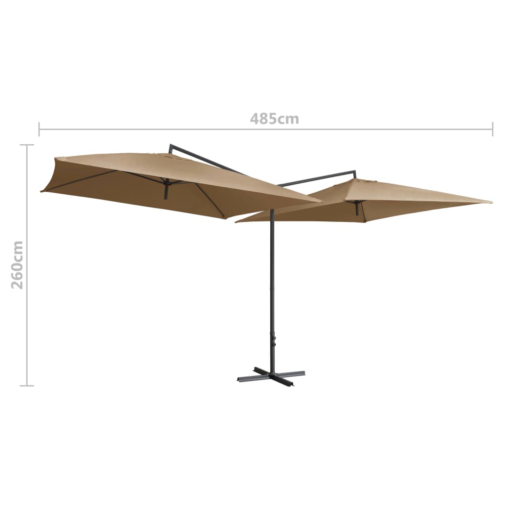 Double Parasol with Steel Pole 250x250 cm Taupe- Outdoor Umbrellas & Sunshades - HomeShopIreland - Home Shop Ireland - Outdoor Umbrellas & Sunshades - Double Parasol with Steel Pole 250x250 cm Taupe