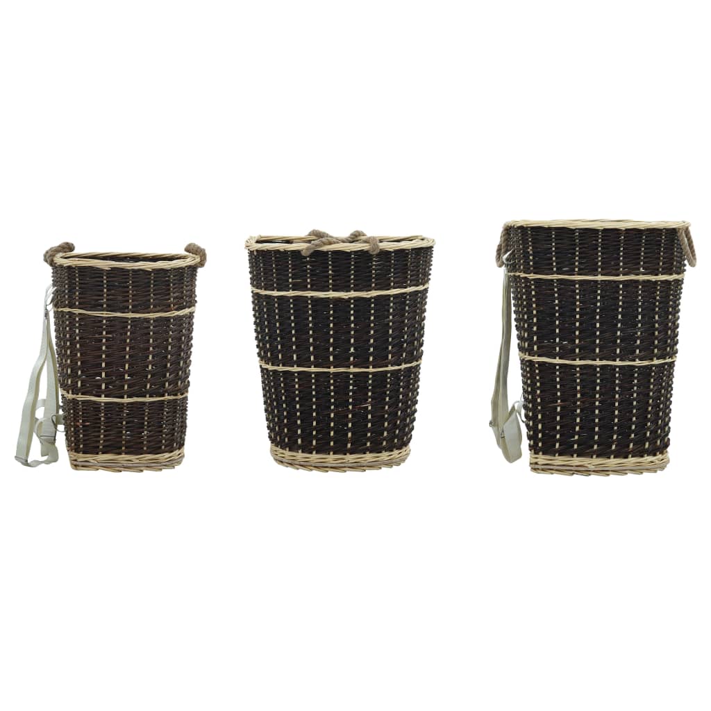 Firewood Backpack with Carrying Belts 50x44x58 cm Natural Willow- Log Racks & Carriers - HomeShopIreland - Home Shop Ireland - Log Racks & Carriers - Firewood Backpack with Carrying Belts 50x44x58 cm Natural Willow