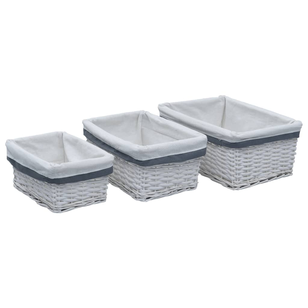 3 Piece Stackable Basket Set White Willow- Household Storage Boxes - HomeShopIreland - Home Shop Ireland - Household Storage Boxes - 3 Piece Stackable Basket Set White Willow