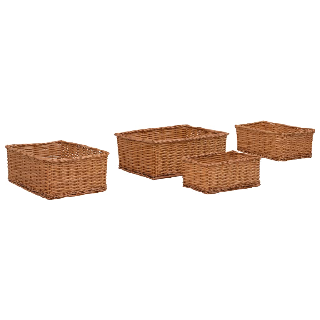 4 Piece Stackable Basket Set Brown Willow- Household Storage Boxes - HomeShopIreland - Home Shop Ireland - Household Storage Boxes - 4 Piece Stackable Basket Set Brown Willow