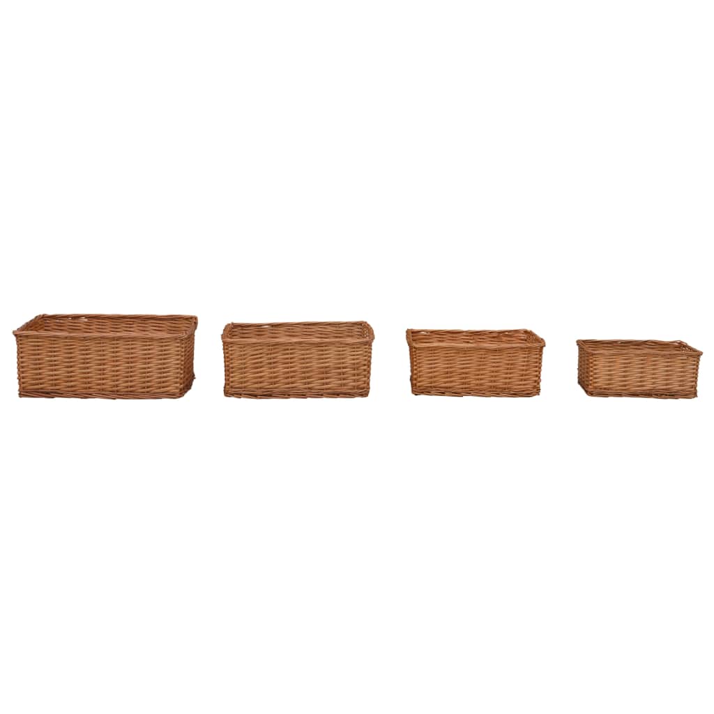 4 Piece Stackable Basket Set Brown Willow- Household Storage Boxes - HomeShopIreland - Home Shop Ireland - Household Storage Boxes - 4 Piece Stackable Basket Set Brown Willow