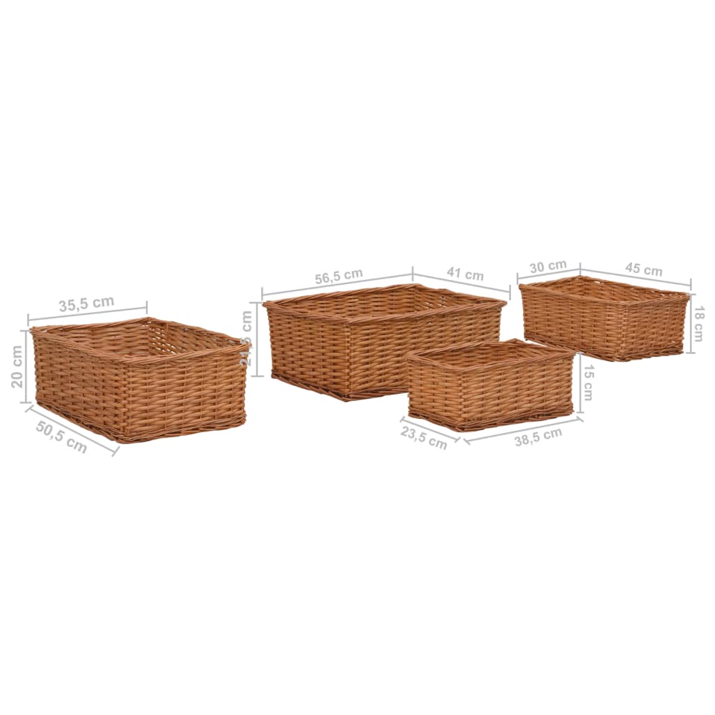 4 Piece Stackable Basket Set Brown Willow- Household Storage Boxes - HomeShopIreland - Home Shop Ireland - Household Storage Boxes - 4 Piece Stackable Basket Set Brown Willow
