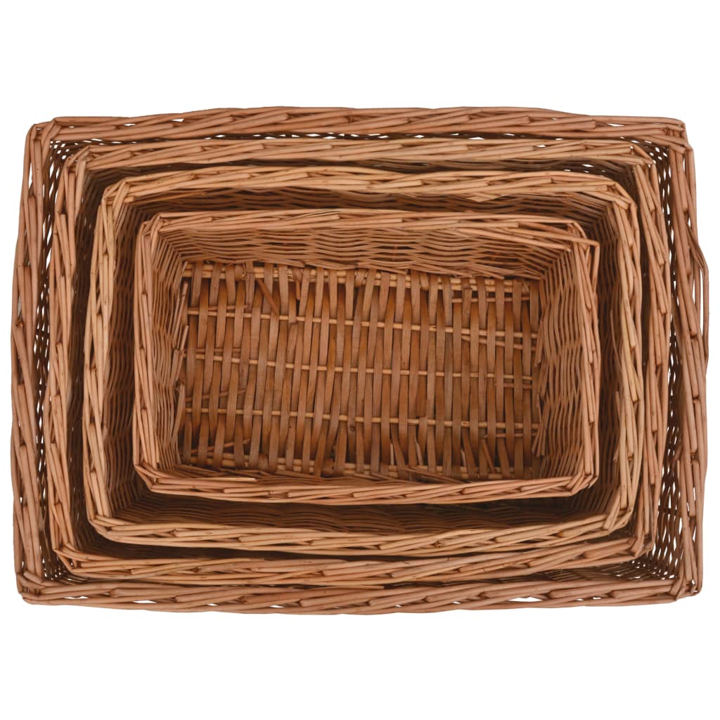 4 Piece Stackable Basket Set Brown Willow- Household Storage Boxes - HomeShopIreland - Home Shop Ireland - Household Storage Boxes - 4 Piece Stackable Basket Set Brown Willow