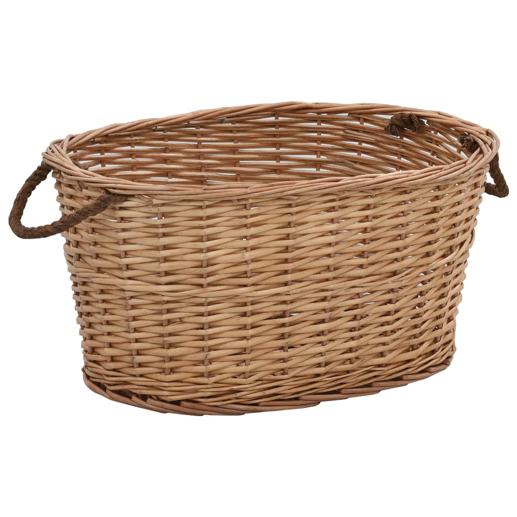 Firewood Basket with Carrying Handles 58x42x29 cm Natural Willow- Log Racks & Carriers - HomeShopIreland - Home Shop Ireland - Log Racks & Carriers - Firewood Basket with Carrying Handles 58x42x29 cm Natural Willow