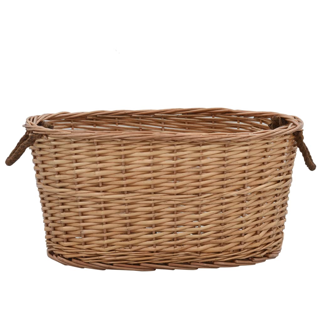 Firewood Basket with Carrying Handles 58x42x29 cm Natural Willow- Log Racks & Carriers - HomeShopIreland - Home Shop Ireland - Log Racks & Carriers - Firewood Basket with Carrying Handles 58x42x29 cm Natural Willow