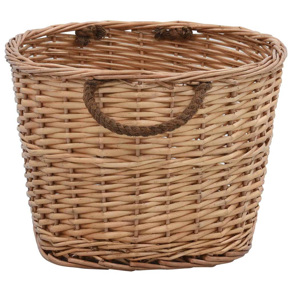 Firewood Basket with Carrying Handles 58x42x29 cm Natural Willow- Log Racks & Carriers - HomeShopIreland - Home Shop Ireland - Log Racks & Carriers - Firewood Basket with Carrying Handles 58x42x29 cm Natural Willow