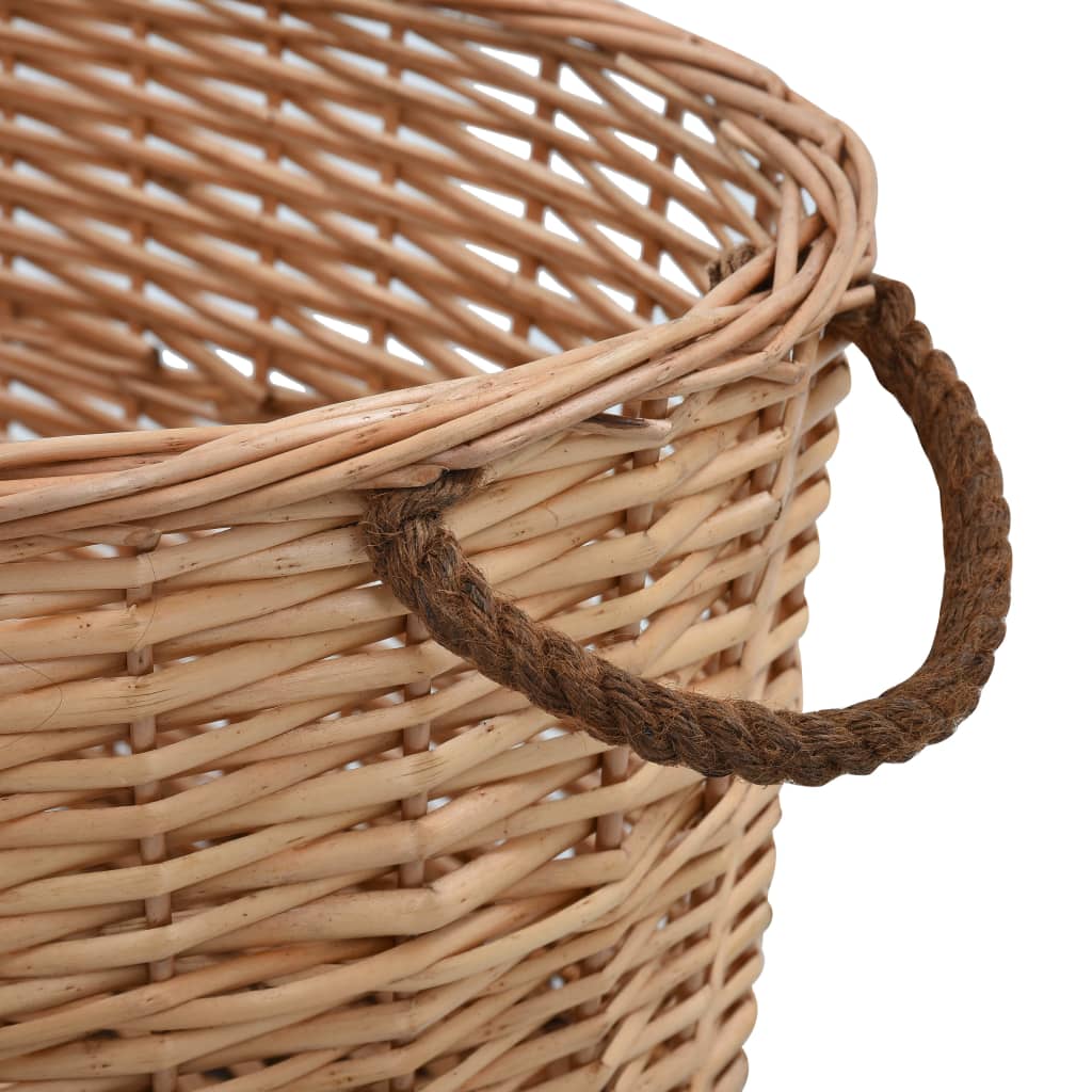 Firewood Basket with Carrying Handles 58x42x29 cm Natural Willow- Log Racks & Carriers - HomeShopIreland - Home Shop Ireland - Log Racks & Carriers - Firewood Basket with Carrying Handles 58x42x29 cm Natural Willow