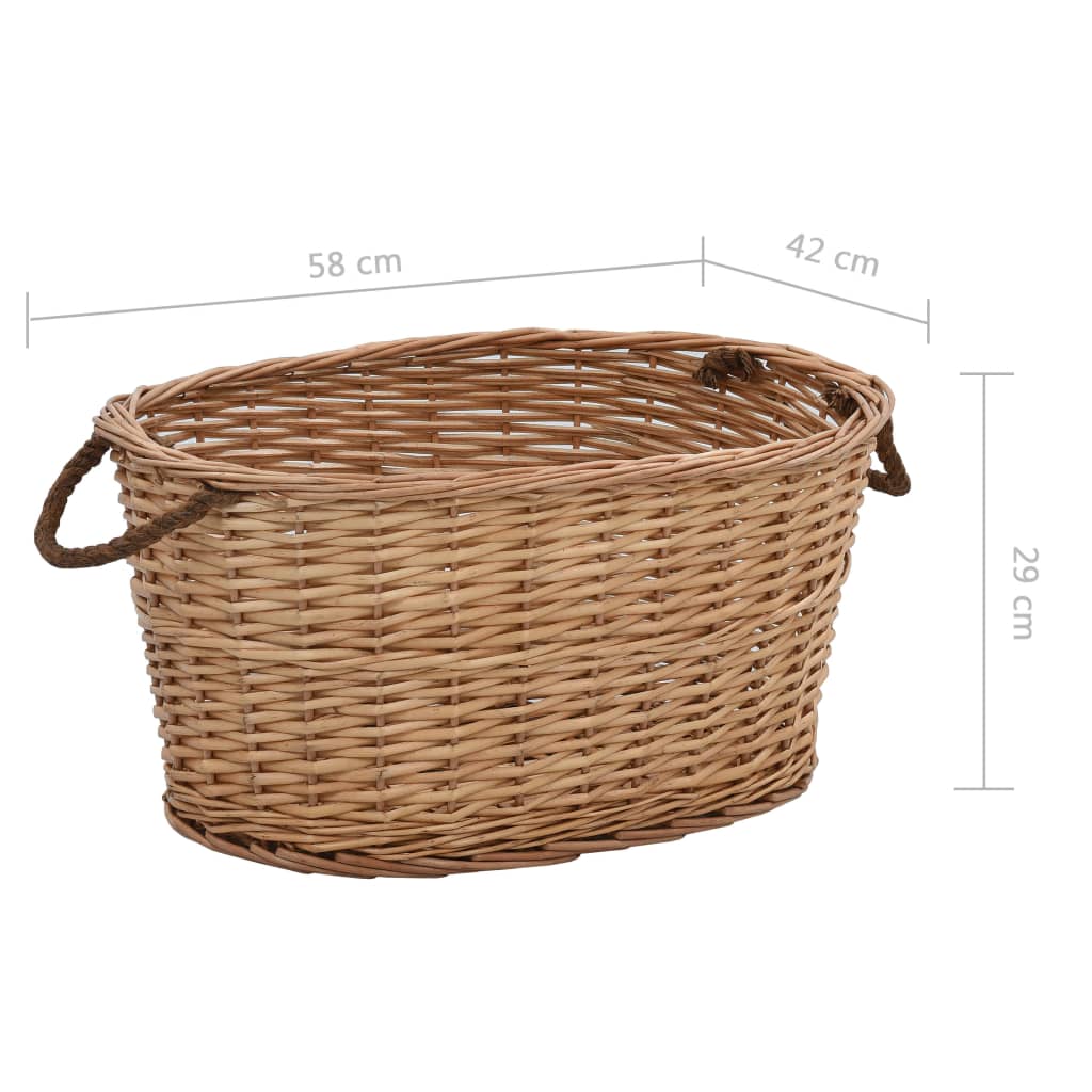 Firewood Basket with Carrying Handles 58x42x29 cm Natural Willow- Log Racks & Carriers - HomeShopIreland - Home Shop Ireland - Log Racks & Carriers - Firewood Basket with Carrying Handles 58x42x29 cm Natural Willow