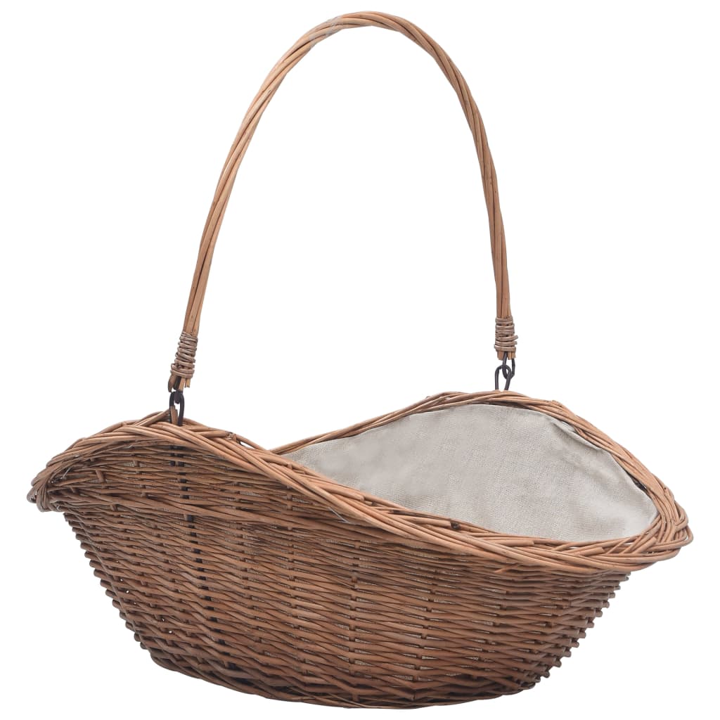 Firewood Basket with Handle 60x44x55 cm Natural Willow- Log Racks & Carriers - HomeShopIreland - Home Shop Ireland - Log Racks & Carriers - Firewood Basket with Handle 60x44x55 cm Natural Willow