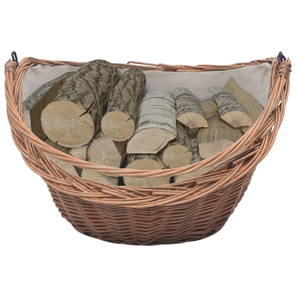 Firewood Basket with Handle 60x44x55 cm Natural Willow- Log Racks & Carriers - HomeShopIreland - Home Shop Ireland - Log Racks & Carriers - Firewood Basket with Handle 60x44x55 cm Natural Willow