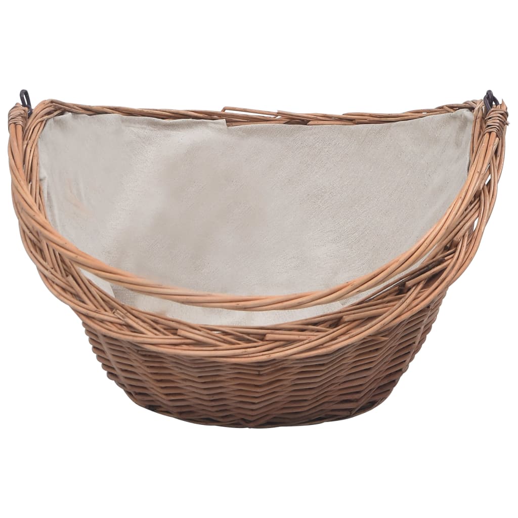 Firewood Basket with Handle 60x44x55 cm Natural Willow- Log Racks & Carriers - HomeShopIreland - Home Shop Ireland - Log Racks & Carriers - Firewood Basket with Handle 60x44x55 cm Natural Willow