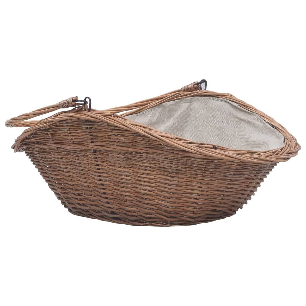 Firewood Basket with Handle 60x44x55 cm Natural Willow- Log Racks & Carriers - HomeShopIreland - Home Shop Ireland - Log Racks & Carriers - Firewood Basket with Handle 60x44x55 cm Natural Willow