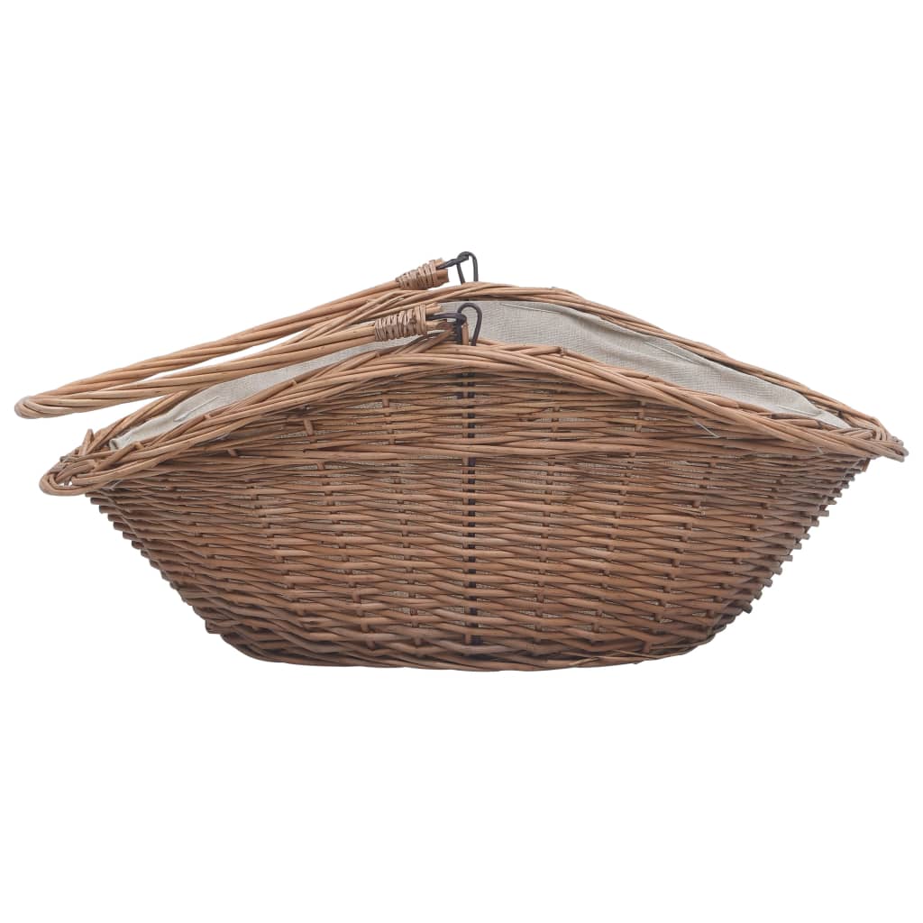 Firewood Basket with Handle 60x44x55 cm Natural Willow- Log Racks & Carriers - HomeShopIreland - Home Shop Ireland - Log Racks & Carriers - Firewood Basket with Handle 60x44x55 cm Natural Willow