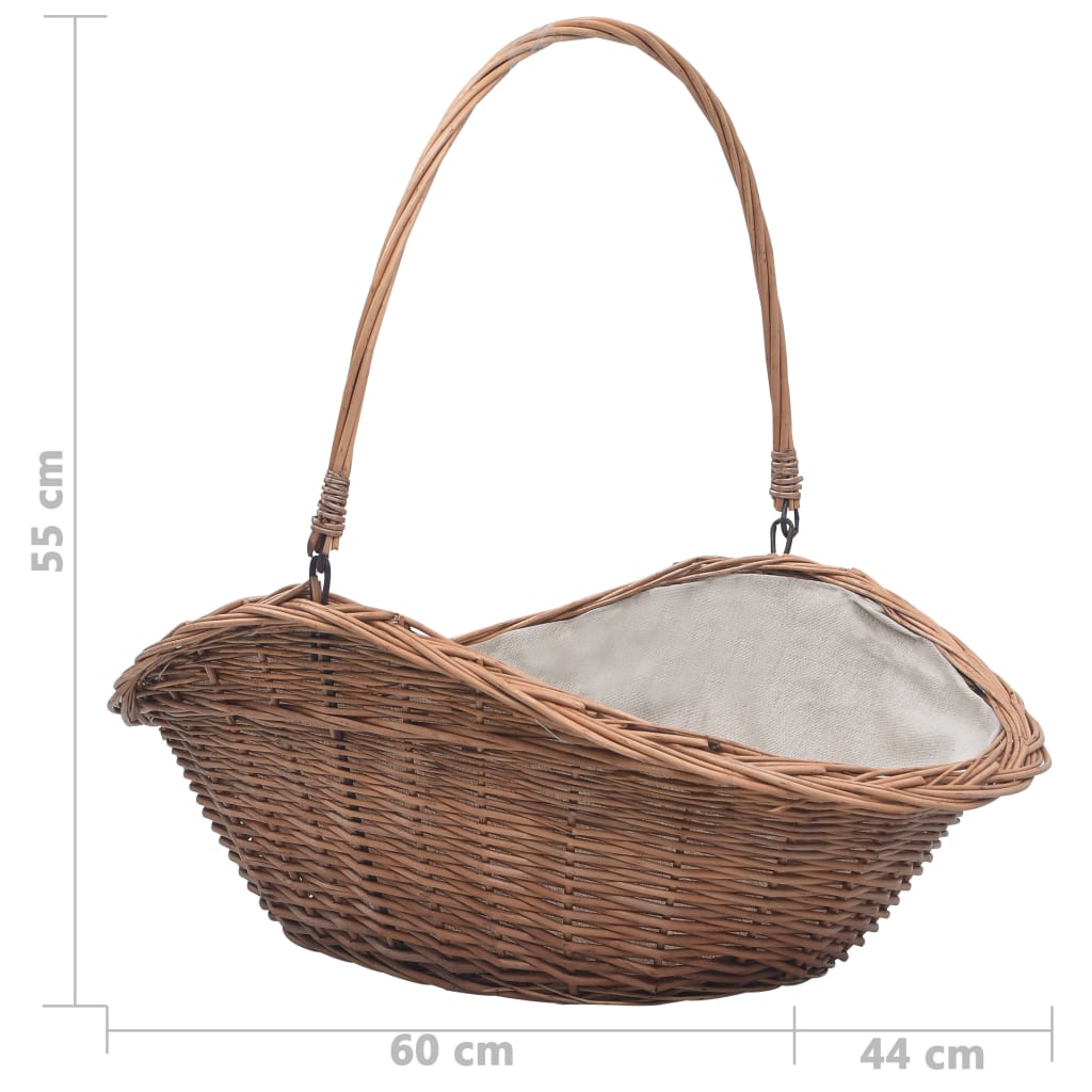 Firewood Basket with Handle 60x44x55 cm Natural Willow- Log Racks & Carriers - HomeShopIreland - Home Shop Ireland - Log Racks & Carriers - Firewood Basket with Handle 60x44x55 cm Natural Willow