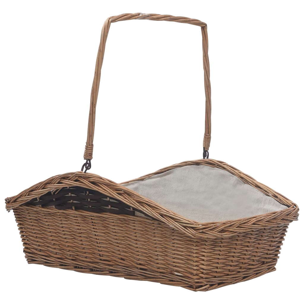 Firewood Basket with Handle 61.5x46.5x58 cm Brown Willow- Log Racks & Carriers - HomeShopIreland - Home Shop Ireland - Log Racks & Carriers - Firewood Basket with Handle 61.5x46.5x58 cm Brown Willow
