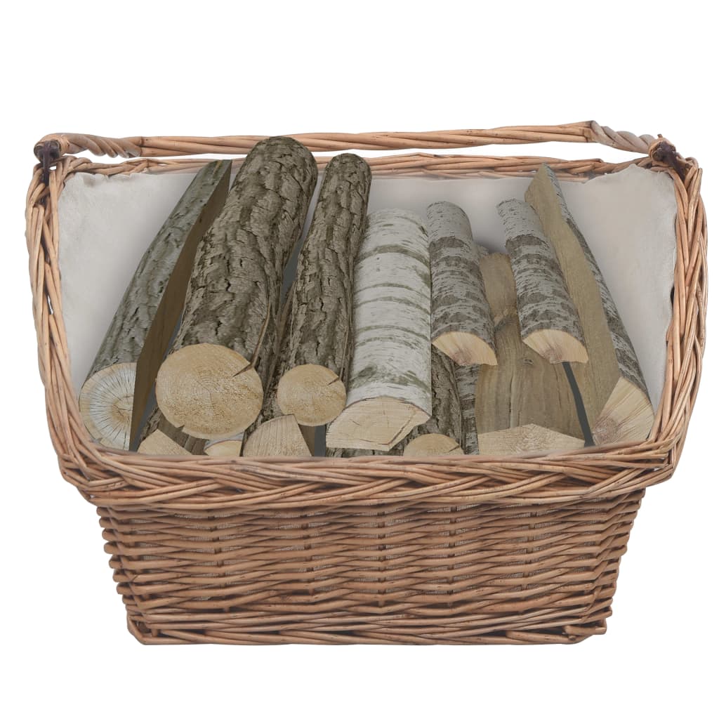 Firewood Basket with Handle 61.5x46.5x58 cm Brown Willow- Log Racks & Carriers - HomeShopIreland - Home Shop Ireland - Log Racks & Carriers - Firewood Basket with Handle 61.5x46.5x58 cm Brown Willow