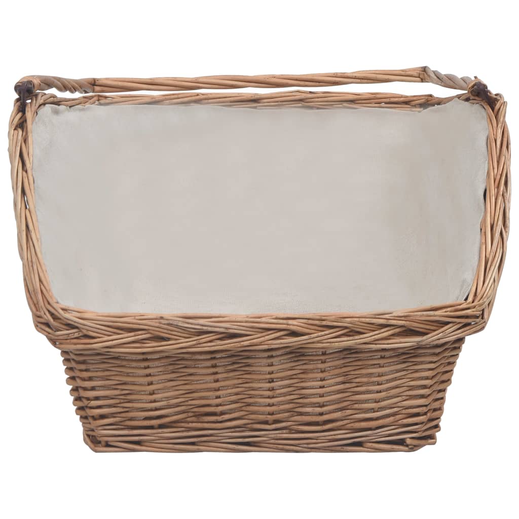 Firewood Basket with Handle 61.5x46.5x58 cm Brown Willow- Log Racks & Carriers - HomeShopIreland - Home Shop Ireland - Log Racks & Carriers - Firewood Basket with Handle 61.5x46.5x58 cm Brown Willow