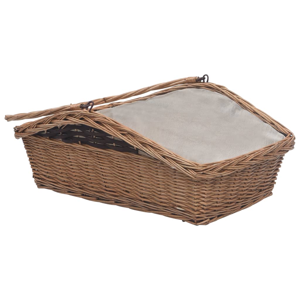 Firewood Basket with Handle 61.5x46.5x58 cm Brown Willow- Log Racks & Carriers - HomeShopIreland - Home Shop Ireland - Log Racks & Carriers - Firewood Basket with Handle 61.5x46.5x58 cm Brown Willow