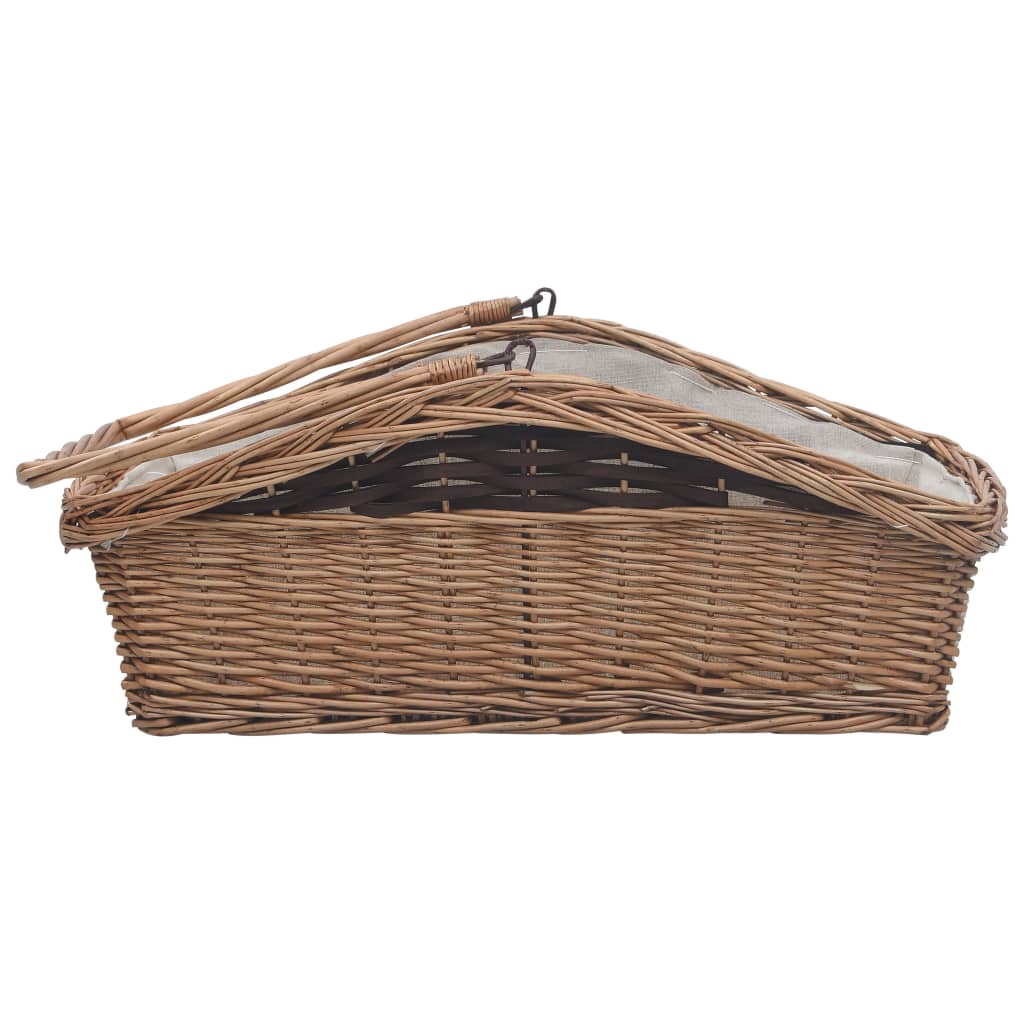 Firewood Basket with Handle 61.5x46.5x58 cm Brown Willow- Log Racks & Carriers - HomeShopIreland - Home Shop Ireland - Log Racks & Carriers - Firewood Basket with Handle 61.5x46.5x58 cm Brown Willow