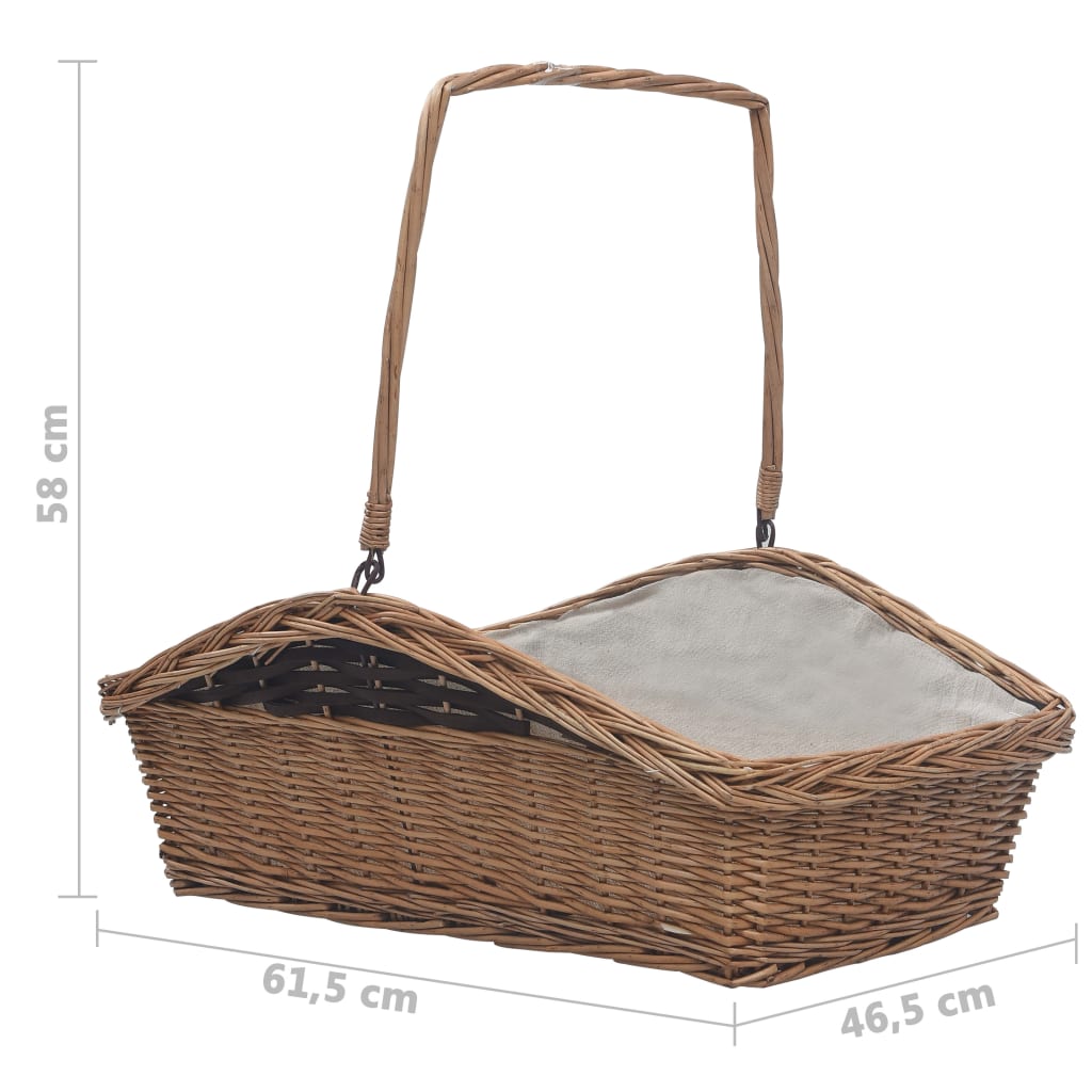 Firewood Basket with Handle 61.5x46.5x58 cm Brown Willow- Log Racks & Carriers - HomeShopIreland - Home Shop Ireland - Log Racks & Carriers - Firewood Basket with Handle 61.5x46.5x58 cm Brown Willow