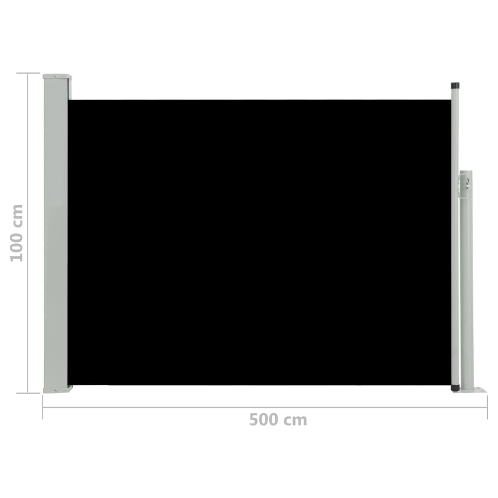 Patio Retractable Side Awning 100x500 cm Black- Outdoor Umbrellas & Sunshades - HomeShopIreland - Home Shop Ireland - Outdoor Umbrellas & Sunshades - Patio Retractable Side Awning 100x500 cm Black