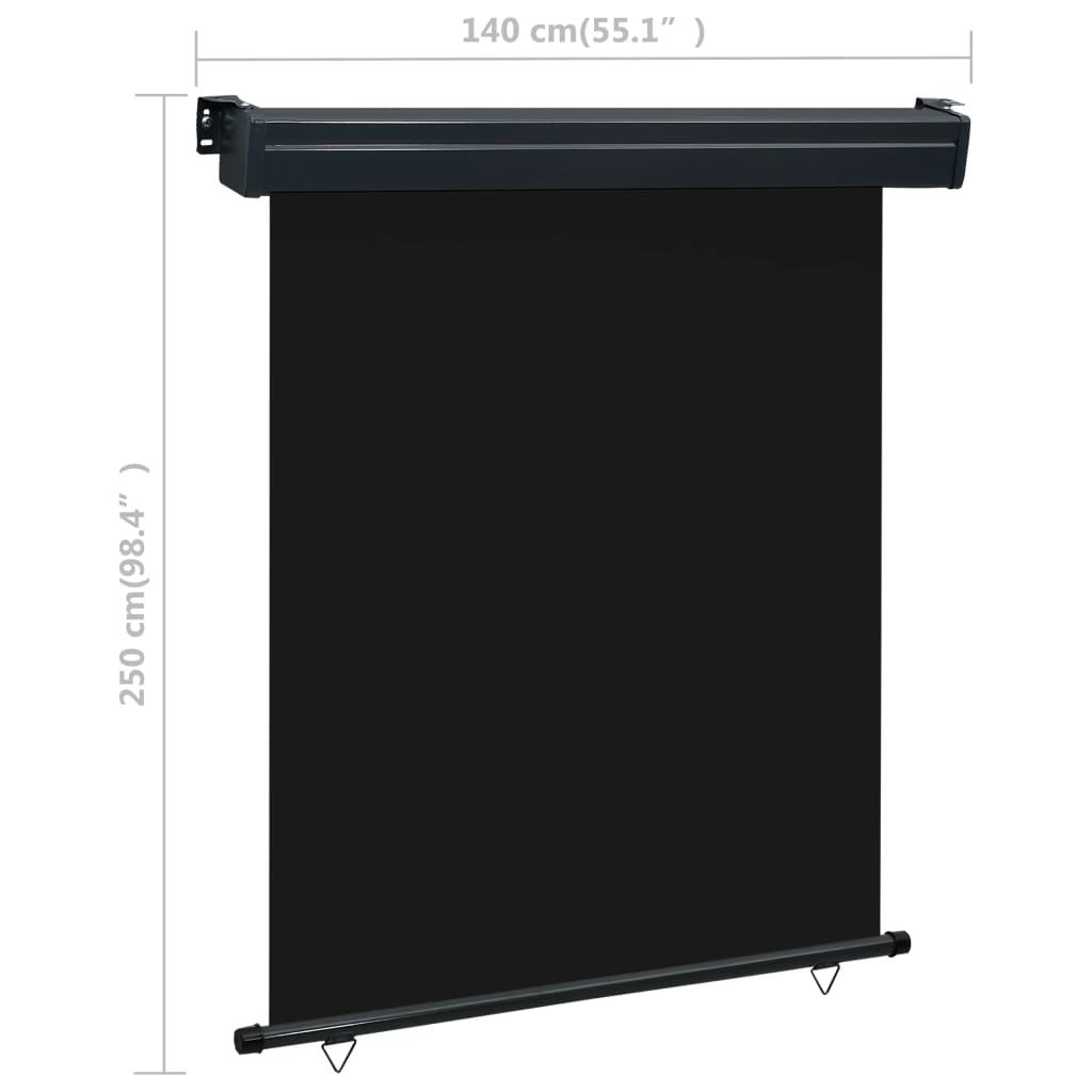 Balcony Side Awning 140x250 cm Black- Outdoor Umbrellas & Sunshades - HomeShopIreland - Home Shop Ireland - Outdoor Umbrellas & Sunshades - Balcony Side Awning 140x250 cm Black