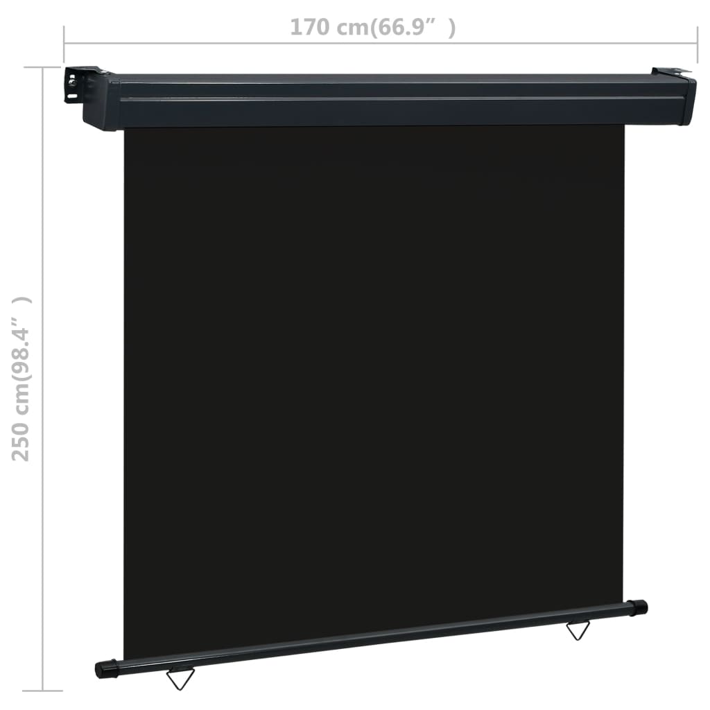 Balcony Side Awning 170x250 cm Black- Outdoor Umbrellas & Sunshades - HomeShopIreland - Home Shop Ireland - Outdoor Umbrellas & Sunshades - Balcony Side Awning 170x250 cm Black