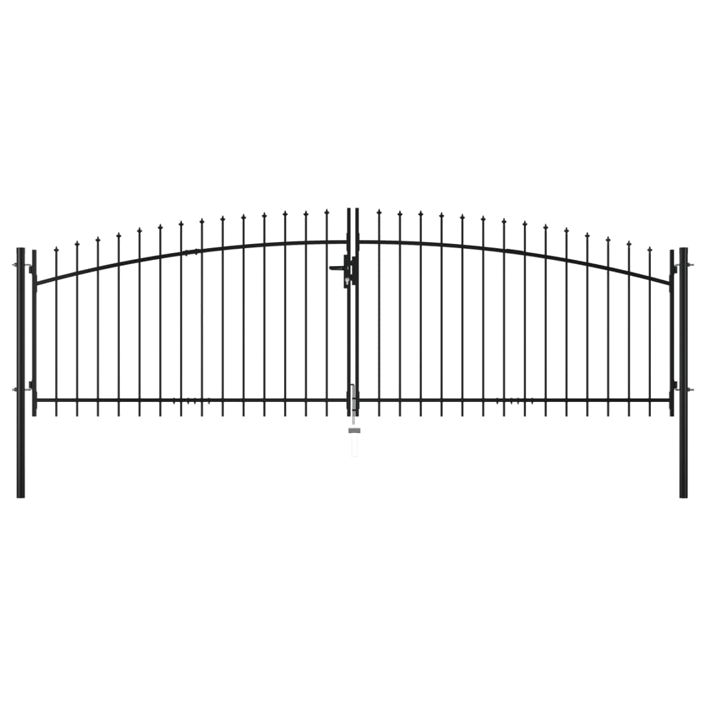Double Door Fence Gate with Spear Top 400x200 cm- Gates - HomeShopIreland - Home Shop Ireland - Gates - Double Door Fence Gate with Spear Top 400x200 cm