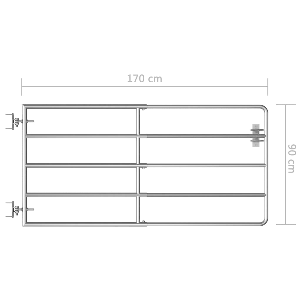 5 Bar Field Gate Steel (95-170)x90 cm Silver- Gates - HomeShopIreland - Home Shop Ireland - Gates - 5 Bar Field Gate Steel (95-170)x90 cm Silver