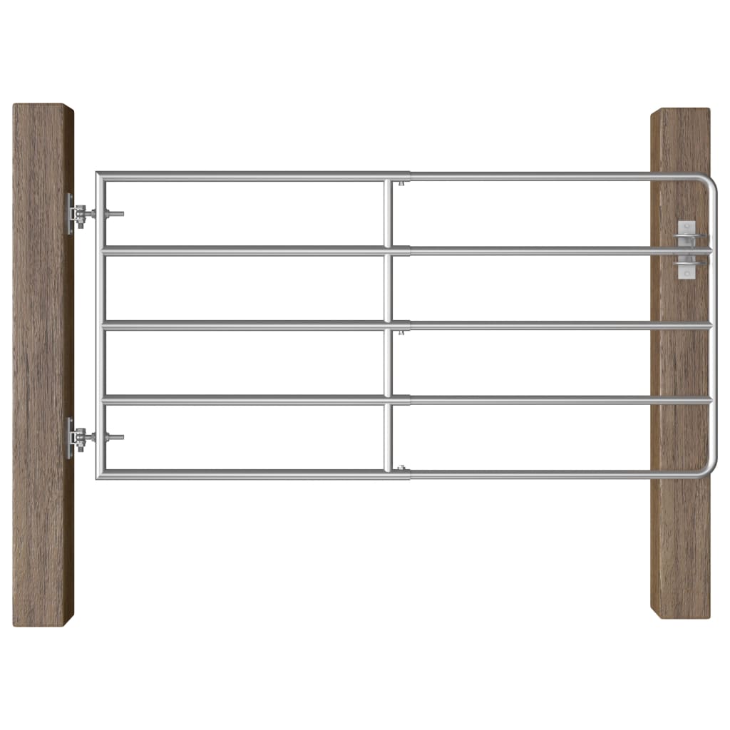 5 Bar Field Gate Steel (95-170)x90 cm Silver- Gates - HomeShopIreland - Home Shop Ireland - Gates - 5 Bar Field Gate Steel (95-170)x90 cm Silver