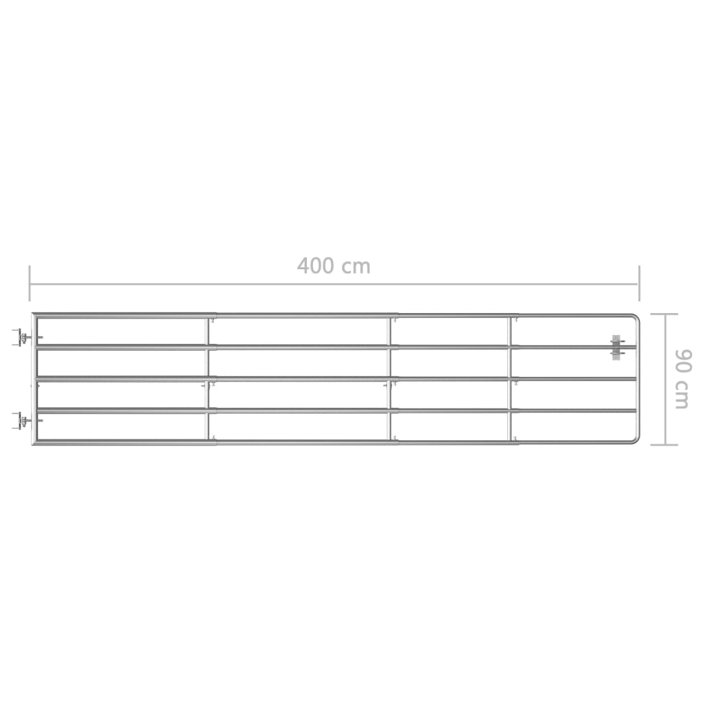 5 Bar Field Gate Steel (150-400)x90 cm Silver- Gates - HomeShopIreland - Home Shop Ireland - Gates - 5 Bar Field Gate Steel (150-400)x90 cm Silver