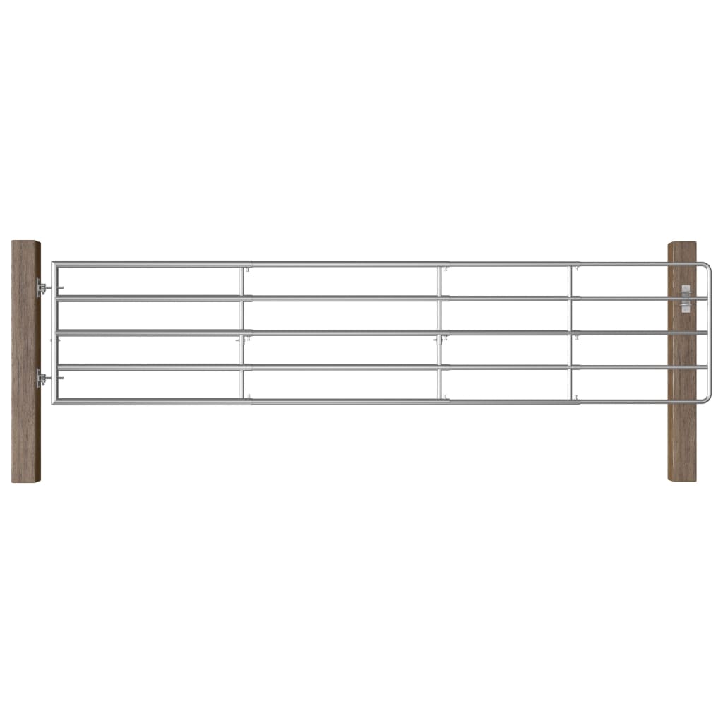 5 Bar Field Gate Steel (150-400)x90 cm Silver- Gates - HomeShopIreland - Home Shop Ireland - Gates - 5 Bar Field Gate Steel (150-400)x90 cm Silver