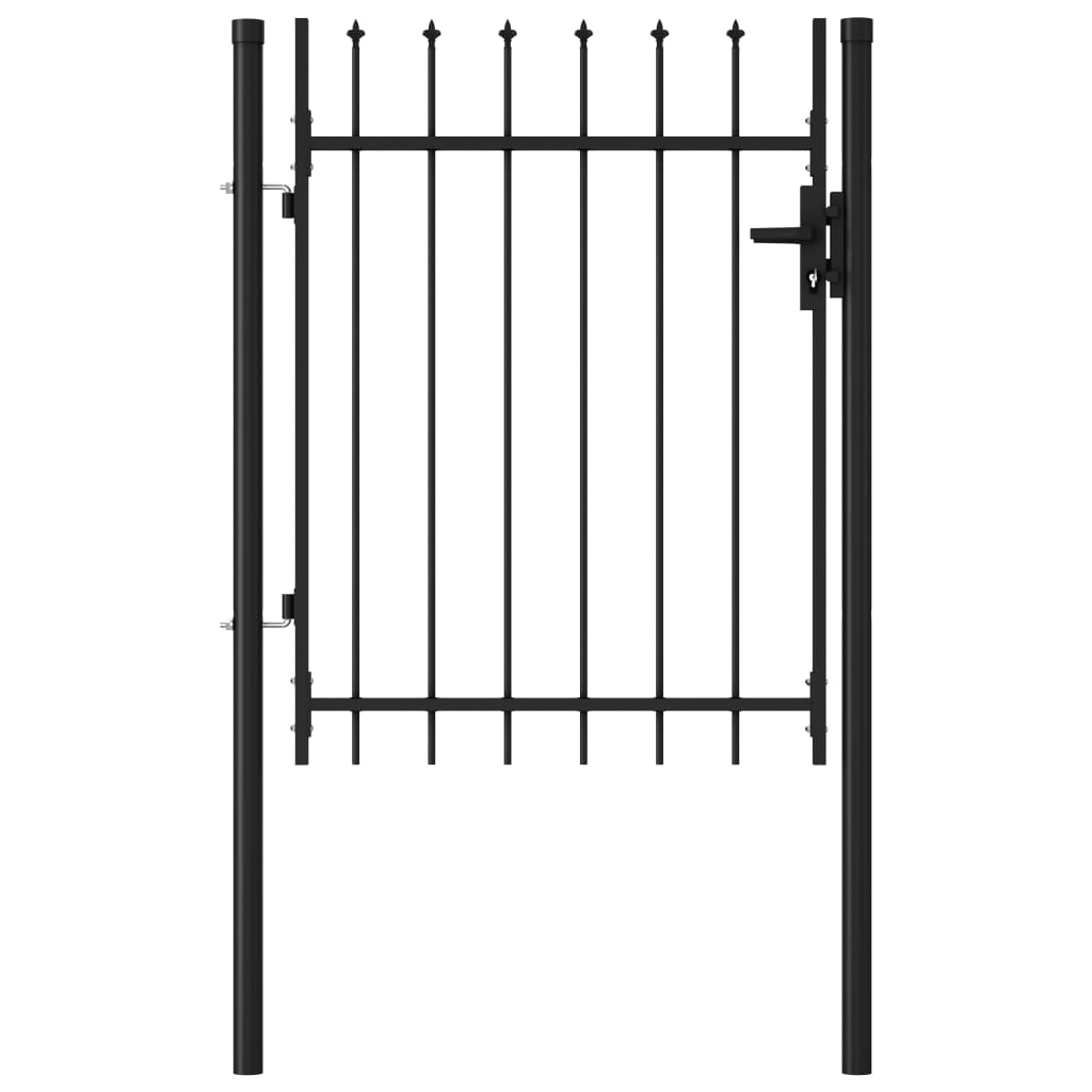 Fence Gate Single Door with Spike Top Steel 1x1.2 m Black- Gates - HomeShopIreland - Home Shop Ireland - Gates - Fence Gate Single Door with Spike Top Steel 1x1.2 m Black
