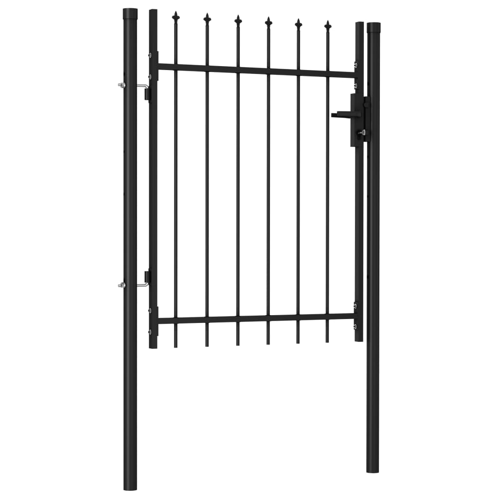 Fence Gate Single Door with Spike Top Steel 1x1.2 m Black- Gates - HomeShopIreland - Home Shop Ireland - Gates - Fence Gate Single Door with Spike Top Steel 1x1.2 m Black