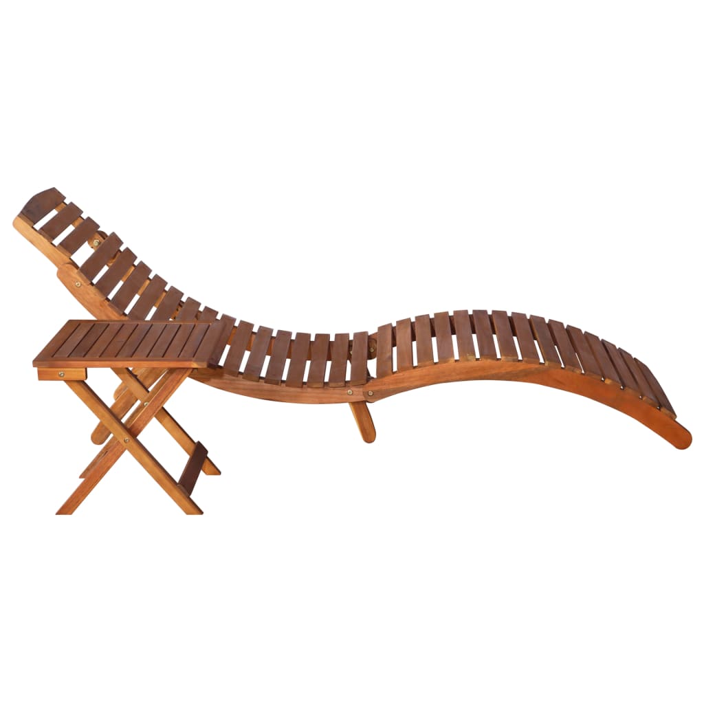 Sunlounger with Table Solid Acacia Wood Brown- Sunloungers - HomeShopIreland - Home Shop Ireland - Sunloungers - Sunlounger with Table Solid Acacia Wood Brown