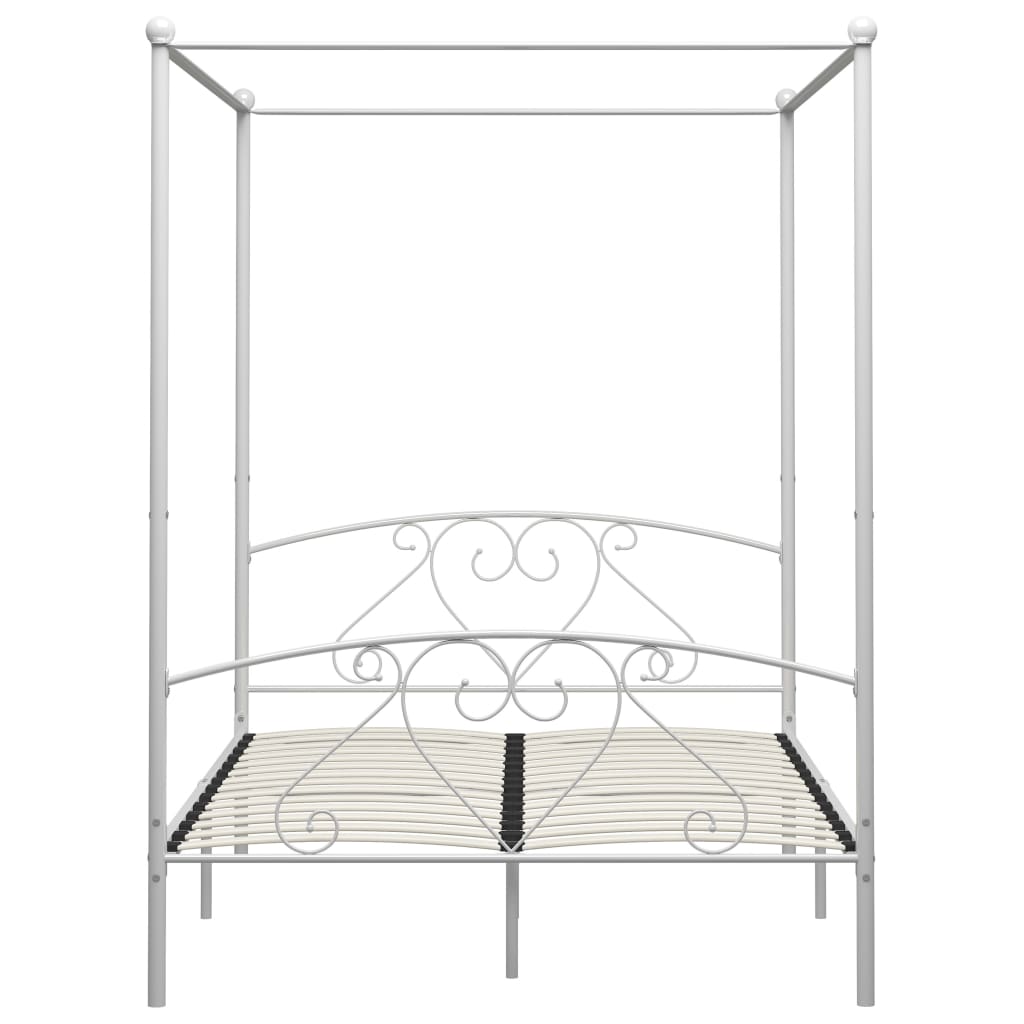 Canopy Bed Frame White Metal 160x200 cm- Beds & Bed Frames - HomeShopIreland - Home Shop Ireland - Beds & Bed Frames - Canopy Bed Frame White Metal 160x200 cm
