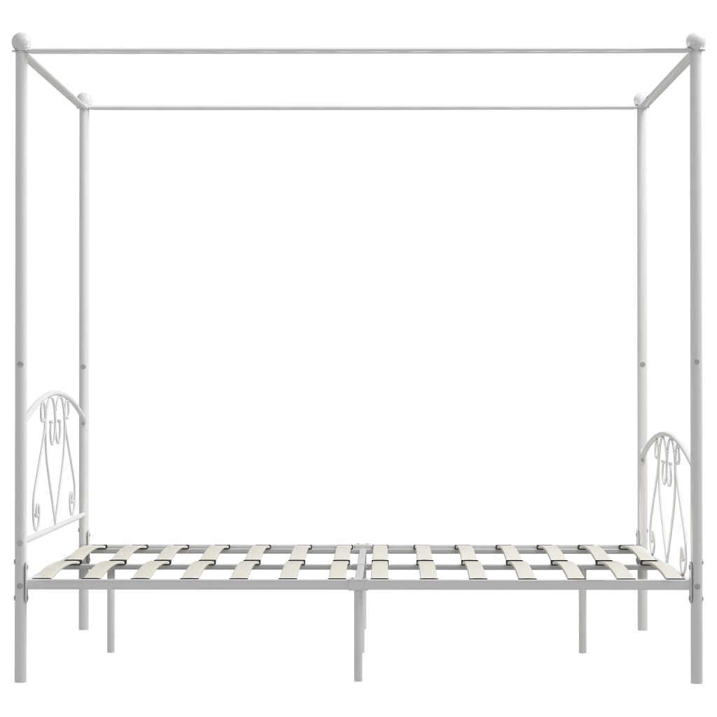 Canopy Bed Frame White Metal 160x200 cm- Beds & Bed Frames - HomeShopIreland - Home Shop Ireland - Beds & Bed Frames - Canopy Bed Frame White Metal 160x200 cm