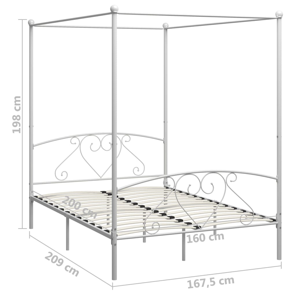 Canopy Bed Frame White Metal 160x200 cm- Beds & Bed Frames - HomeShopIreland - Home Shop Ireland - Beds & Bed Frames - Canopy Bed Frame White Metal 160x200 cm