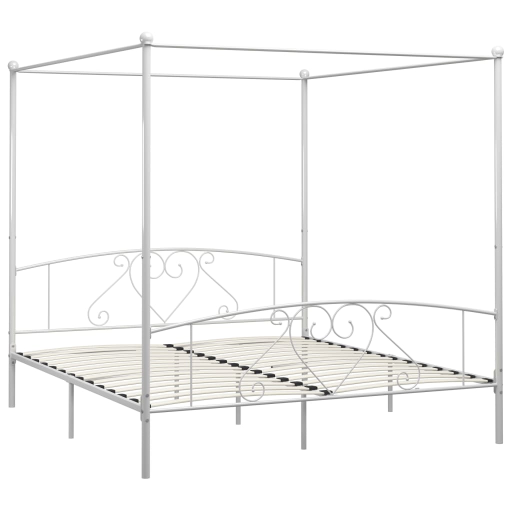 Canopy Bed Frame White Metal 6FT Super King- Beds & Bed Frames - HomeShopIreland - Home Shop Ireland - Beds & Bed Frames - Canopy Bed Frame White Metal 6FT Super King