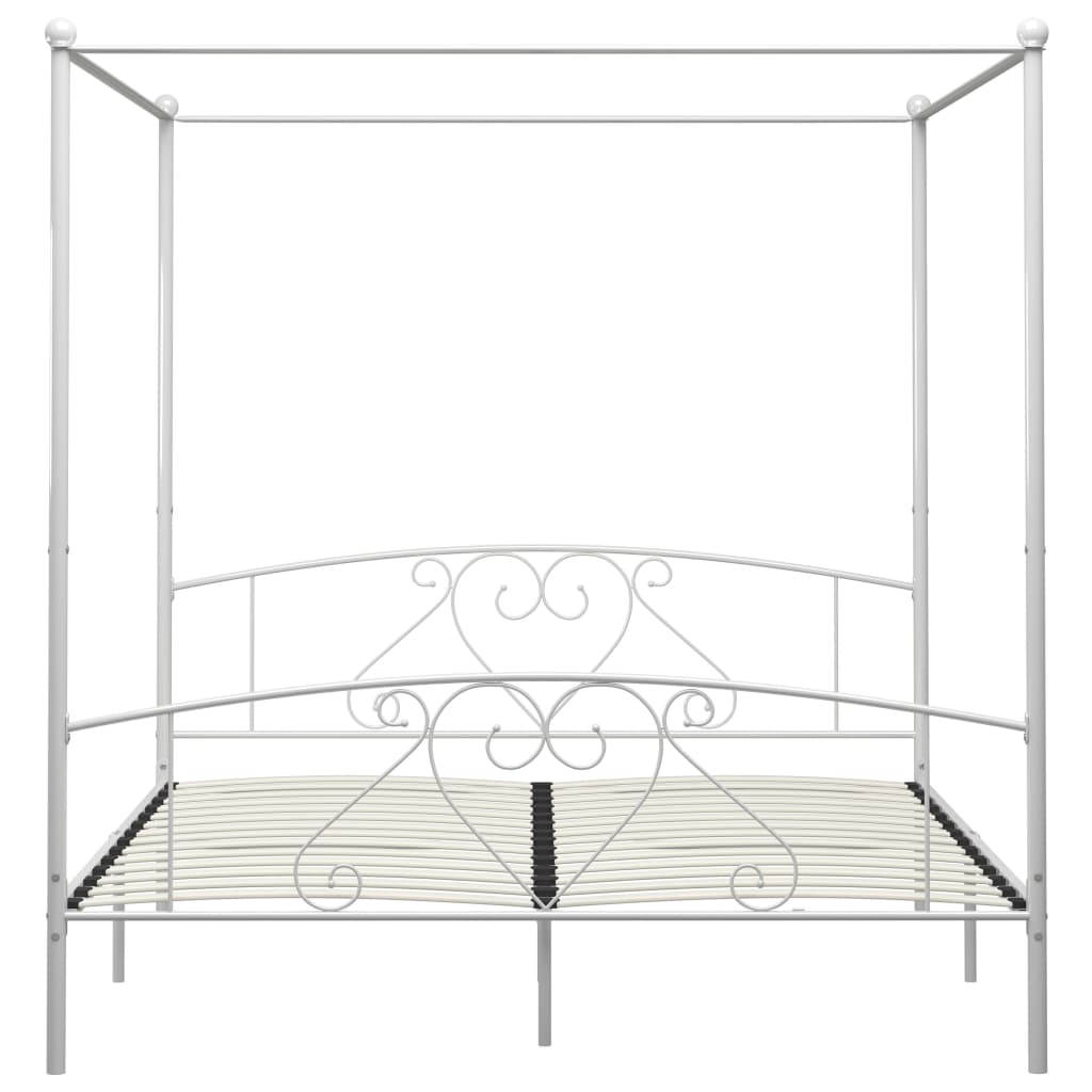 Canopy Bed Frame White Metal 6FT Super King- Beds & Bed Frames - HomeShopIreland - Home Shop Ireland - Beds & Bed Frames - Canopy Bed Frame White Metal 6FT Super King